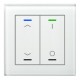Glass Push Button II Lite, 2-fold, White, Version UP/DOWN and I/O symbol, with temperature sensor