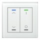 Glass Push Button II Lite, 2-fold, White, Version UP/DOWN and I/O symbol, with temperature sensor