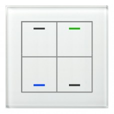 Glass Push Button II Lite, 4-fold, White, Version NEUTRAL, with temp sensor